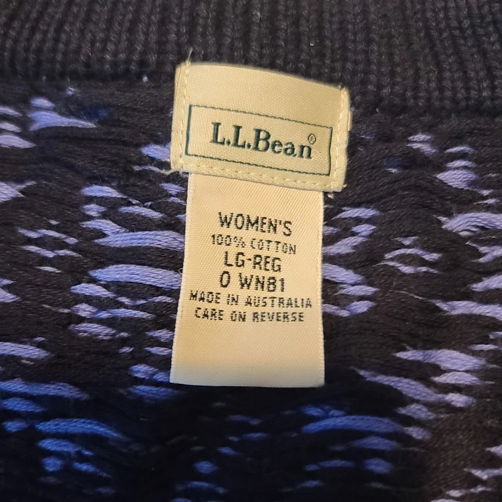 Vintage L.L. Bean 100% Cotton Button Cardigan Large - Picture 4 of 5